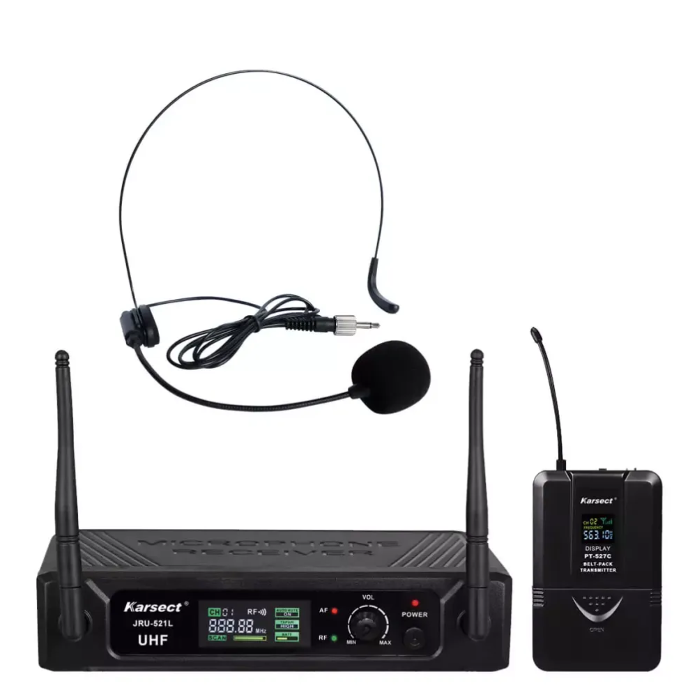 Karsect JRU-521L/PT-527C/HT11A Tráðleyst Headset Mikrofonsett