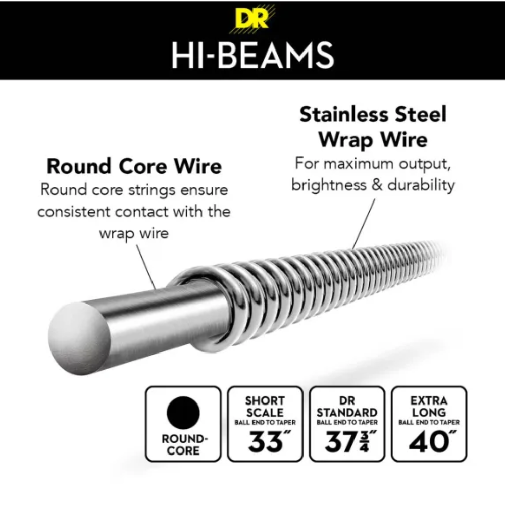 DR Strings MR-45 Hi-Beams bass streingir, 045-105