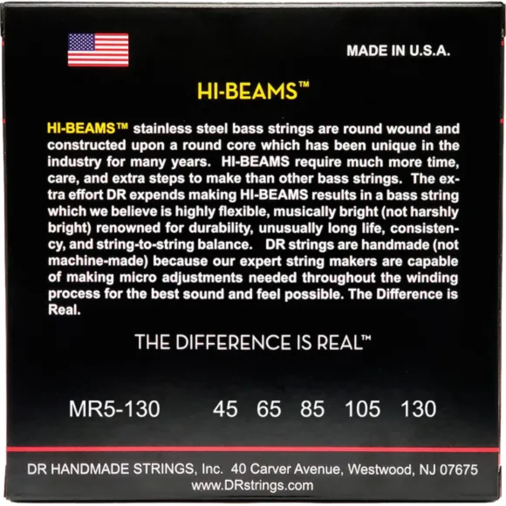DR Strings MR5-130 Hi-Beams 5-strenget bas-strenge, 045-130