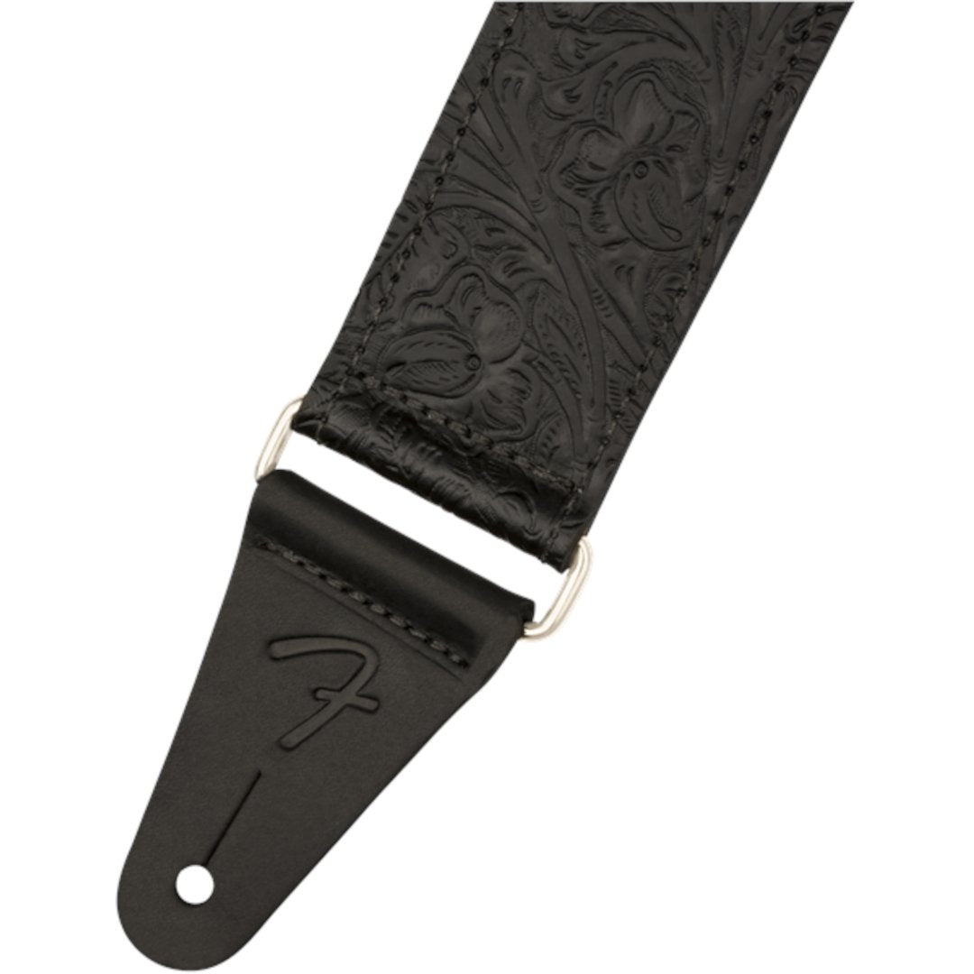 Fender Tooled Leather Guitar Strap, 2", Black - Simme Musikkhús