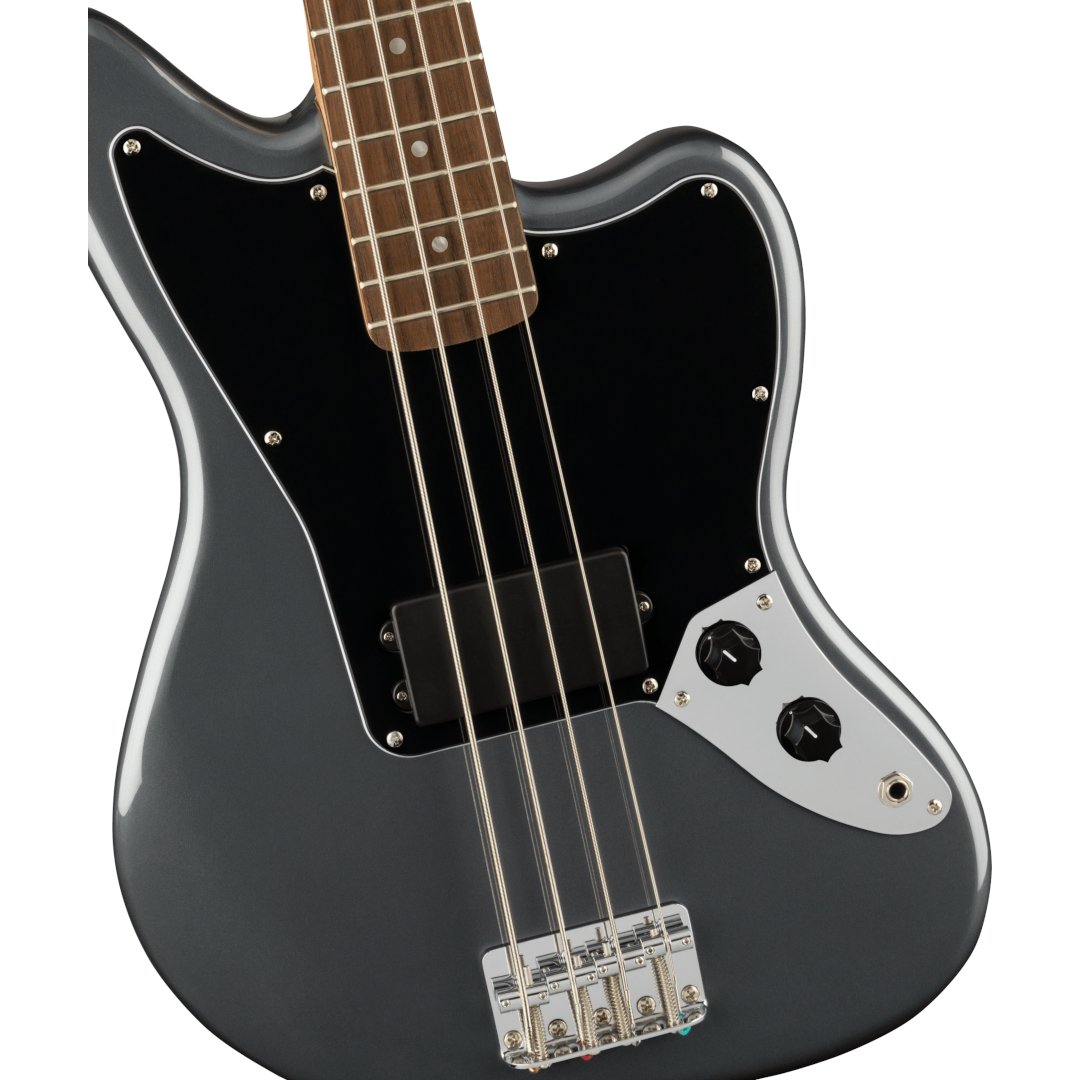 Squier Affinity Series Jaguar Bass H, Maple Fingerboard, Black Pickguard, Black - Simme Musikkhús