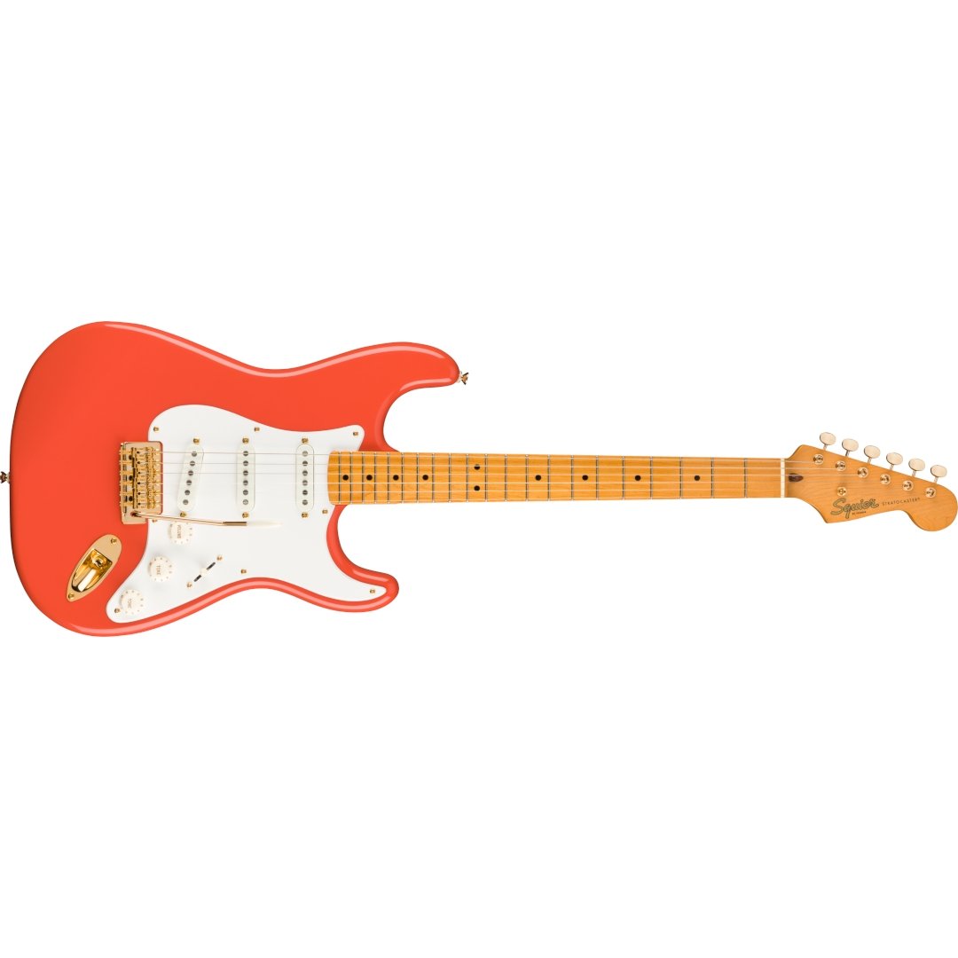 Squier CV '50s Strat, MN, Gold HW, Fiesta Red - Simme Musikkhús