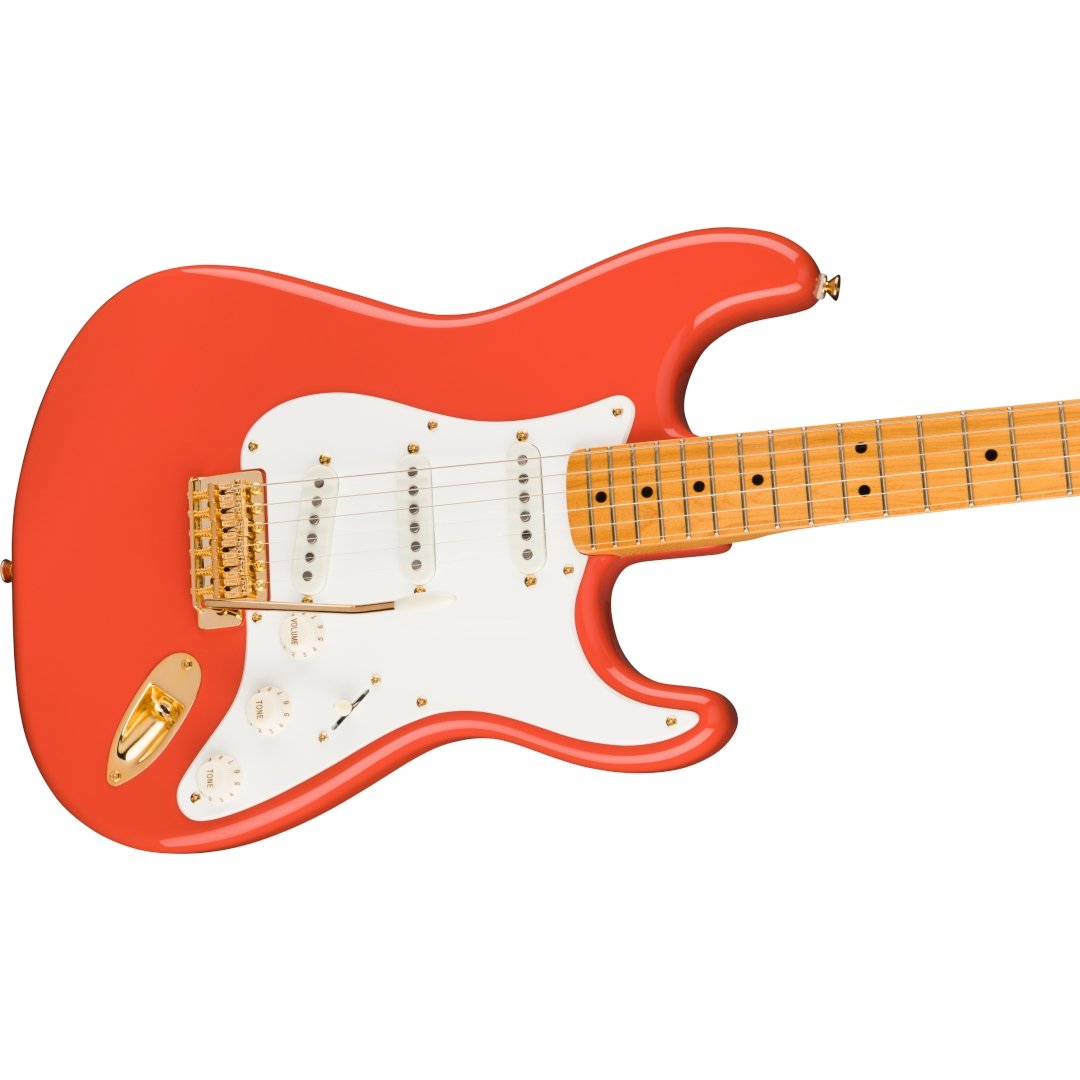 Squier CV '50s Strat, MN, Gold HW, Fiesta Red - Simme Musikkhús