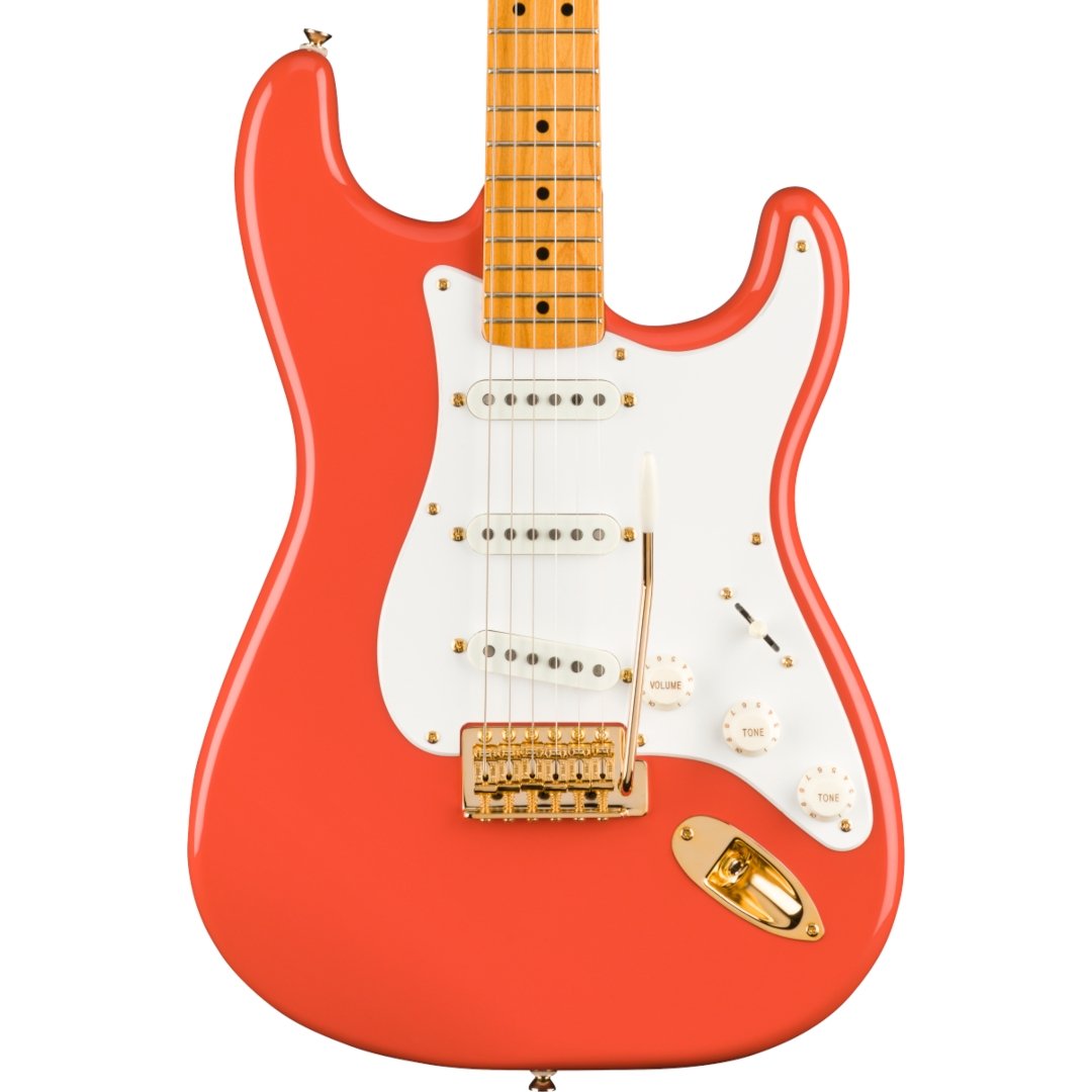 Squier CV '50s Strat, MN, Gold HW, Fiesta Red - Simme Musikkhús