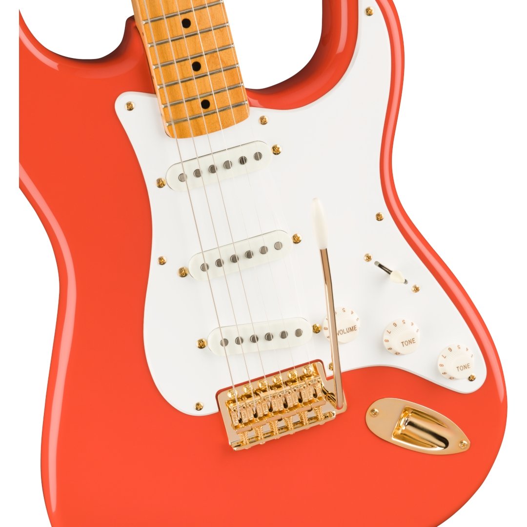 Squier CV '50s Strat, MN, Gold HW, Fiesta Red - Simme Musikkhús